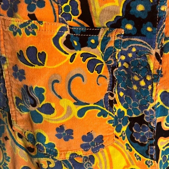 Free People Just Float On Printed Cord Flares Y2K